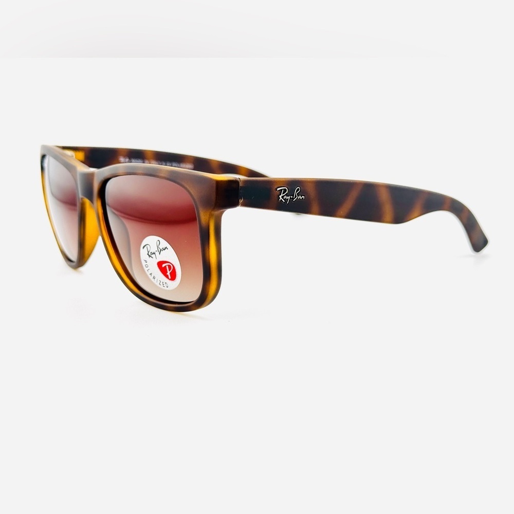 Ray-Ban Justin Polarized Sunglasses RB4165 Matte Havana Brown Gradient lenses - Picture 9 of 15